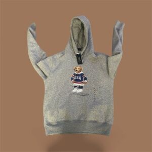 Gray Hoodie with Polo Ralph Lauren Polo Bear Graphic